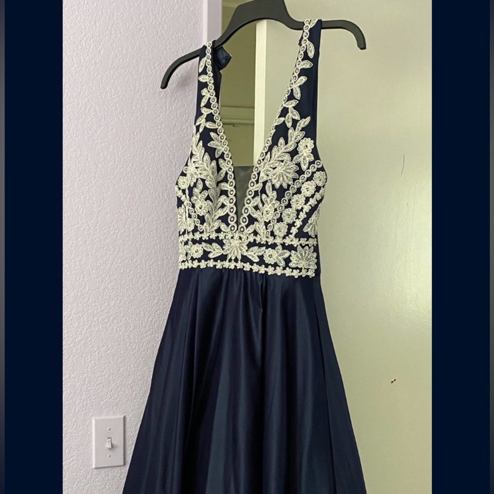 Blue and white prom dress